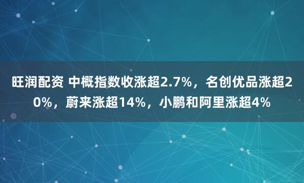 旺润配资 中概指数收涨超2.7%，名创优品涨超20%，蔚来涨超14%，小鹏和阿里涨超4%
